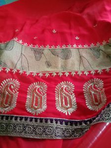 Vibrant Red Embroidered Saree