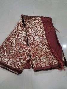 Elegant Maroon & Gold Brocade Saree
