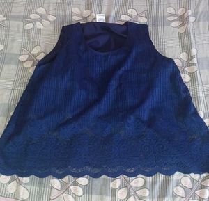 Elegant Navy Blue Lace Crop top