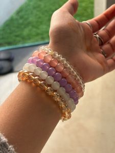 Colorful Beaded Stretch Bracelets (Set of 5)