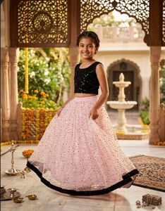 Sparkling Pink & Black Lehenga Choli Set