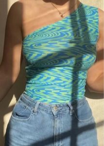 Abstract Print Off Shoulder Top