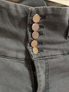 Women's Grey High-Waist Jeans