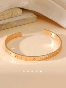 Gold Roman Numeral Cuff Bracelet