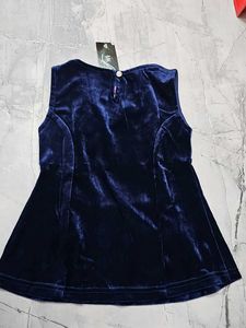 Girls Navy Velvet Dress