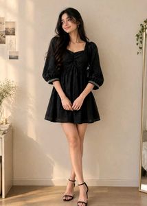 Chic Black Puff Sleeve Mini Dress