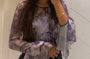 Patterned Long Sleeve Crop Top