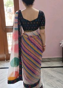 Gracefull Colorful Striped Saree 💃💃