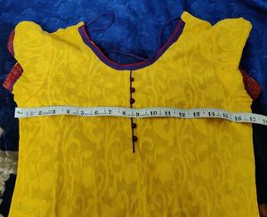 Yellow Kurta with Red Border