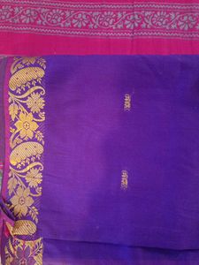 Vibrant Purple Saree with Gold Border