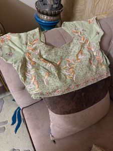 Embroidered Silk Blouse with Lahnga suits in festi