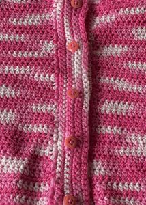 Crocheted Pink &amp; White Striped Tank Top