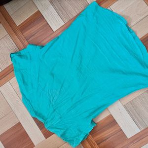 Blue Lace Detail Button-Up Top