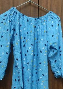 Blue Patterned Balloon Top💎