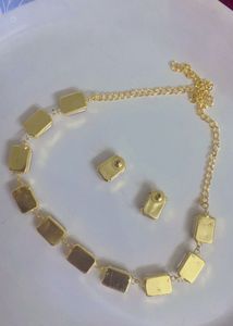 New Elegant Peach Necklace and Earrings Set