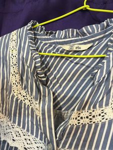 Striped Lace Collar Blouse