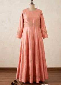 Peach Embroidered Anarkali Gown