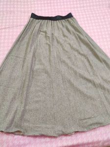 New Grey A-Line Midi Skirt