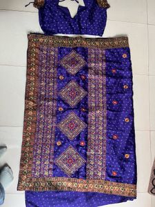Blue Embroidered Bandhni  Saree with Blouse