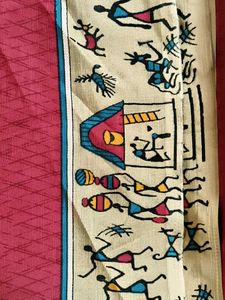 Vibrant Pink Saree with Tribal Border