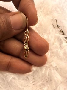 Antique Drop Earrings with Stone Accent