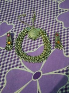 Oxidized Silver Necklace & Earring Set