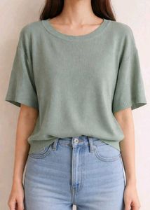 Sage Green Knit T-Shirt .( size - M)