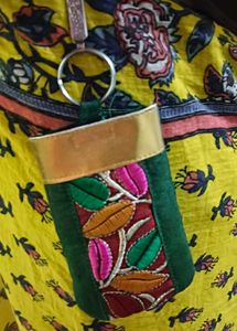 Embroidered Leaf mobile pouch