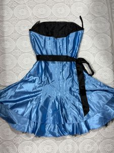 Blue Strapless Party Dress
