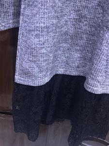 Banana Republic | Gray Knit Dress with Lace Hem