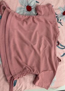 Cute Pink Ribbed Button-Up Crop Top