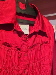 Red ruched Shirt