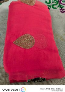 Stunning Pink Embroidered Saree
