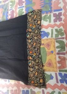 Elegant Black Sleeveless Kurta with Golden Border