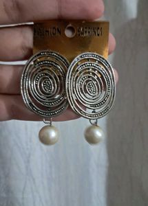 Silver Tone Spiral Drop Earrings
