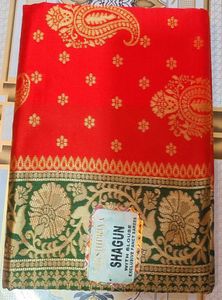 Red & Green Silk Saree with Blouse