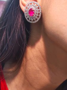 Ruby &amp; Diamond Halo Earrings
