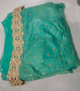 Green &amp; Gold Embroidered Dress