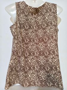 Stylish Brown Printed Sleeveless Top