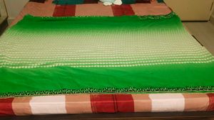 Elegant parrot Green Ombre Saree with blouse piece