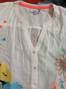 White Kurta with Tribal Print