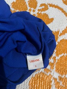 Urbanic Royal Blue Ribbed Square Neck Top