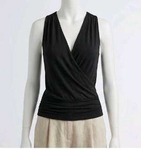 Sleek Black Wrap-Style Sleeveless Top