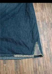 Y2K blue denim midi skirt