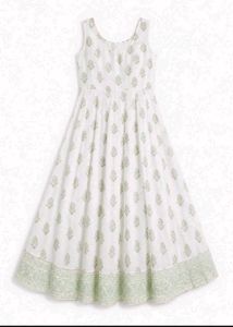 Beautiful White & Green Floral Gown