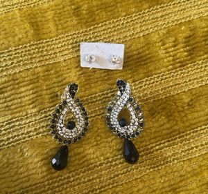 Elegant Black & Silver Dangle Earrings