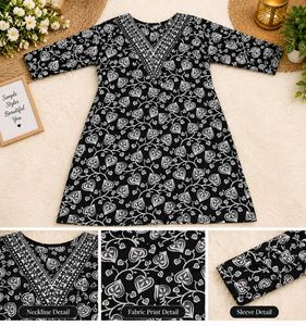Stylish Black & White Printed Kurta