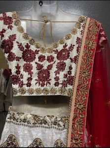 Exquisite off white &amp; Red Lehenga Choli