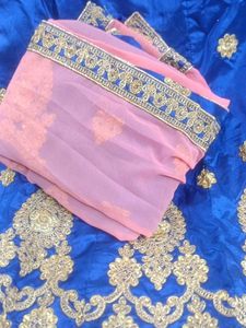 Royal Blue Lehenga Choli with Gold Embroidery
