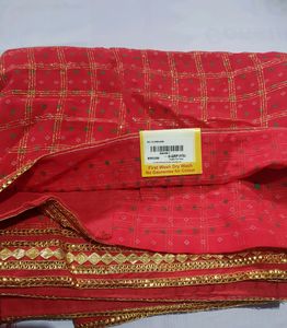 Chunari Print Red Saree